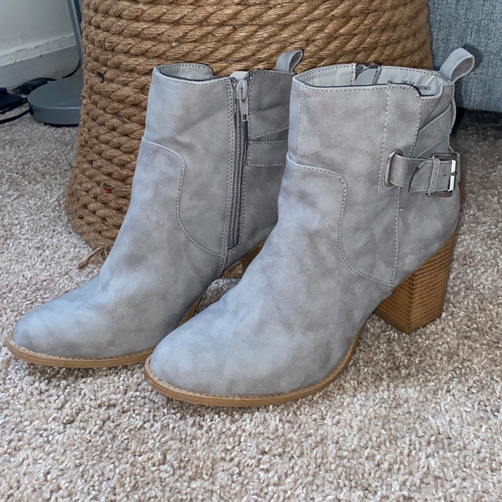 Gray Suede Booties